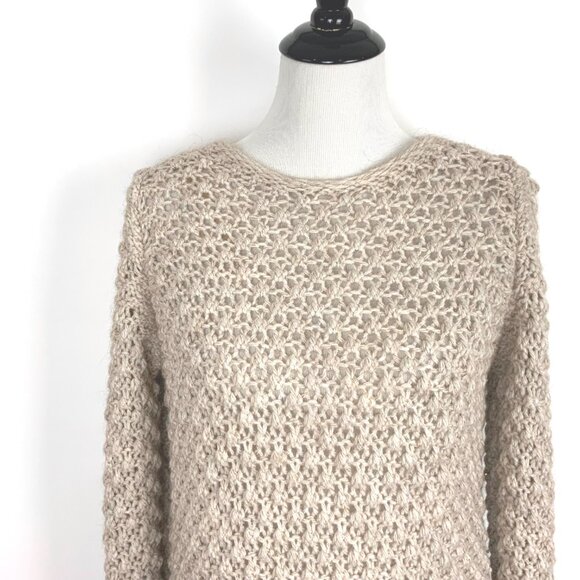 Anthropologie Elsamanda Open Knit Begie Sweater Italy Sz M - Picture 4 of 16